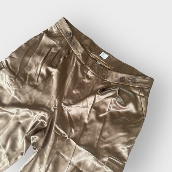 NEW A New Day gold satin wide leg pleated cargo trouser pants - Picture 3 of 7